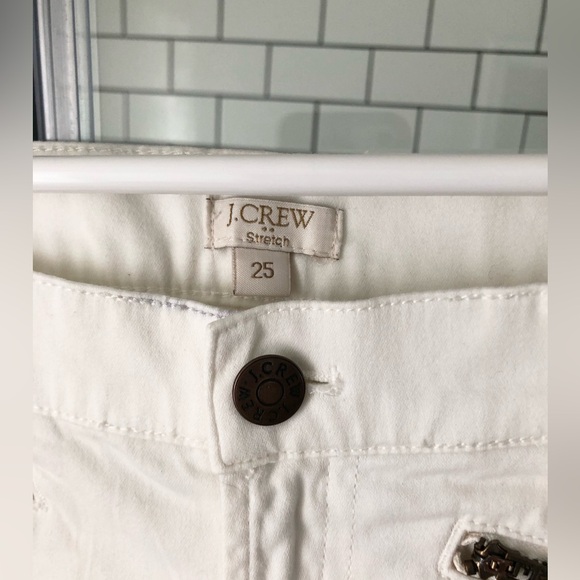 J Crew Women's Size 25 White Cropped Pants, Front Zipper Pockets & Zipper Ankle - Picture 3 of 6